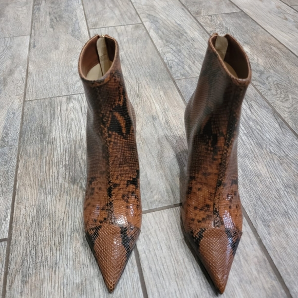 JIMMY CHOO Kix 65 Cuoio Snake Print Pointed Toe Leather Boots Size 36.5 ITALY - Picture 10 of 17